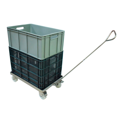 Carro porta canastilla con gancho en acero inoxidable