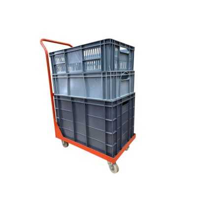 Carro metálico porta canastilla con manubrio