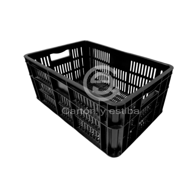 Canastilla perforada negra 60 x 40 x 25 cm